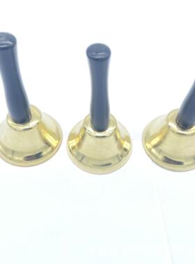 木柄金色手摇铃铛 幼儿园课铃 电镀金色带柄铃铛儿童玩具铃铛