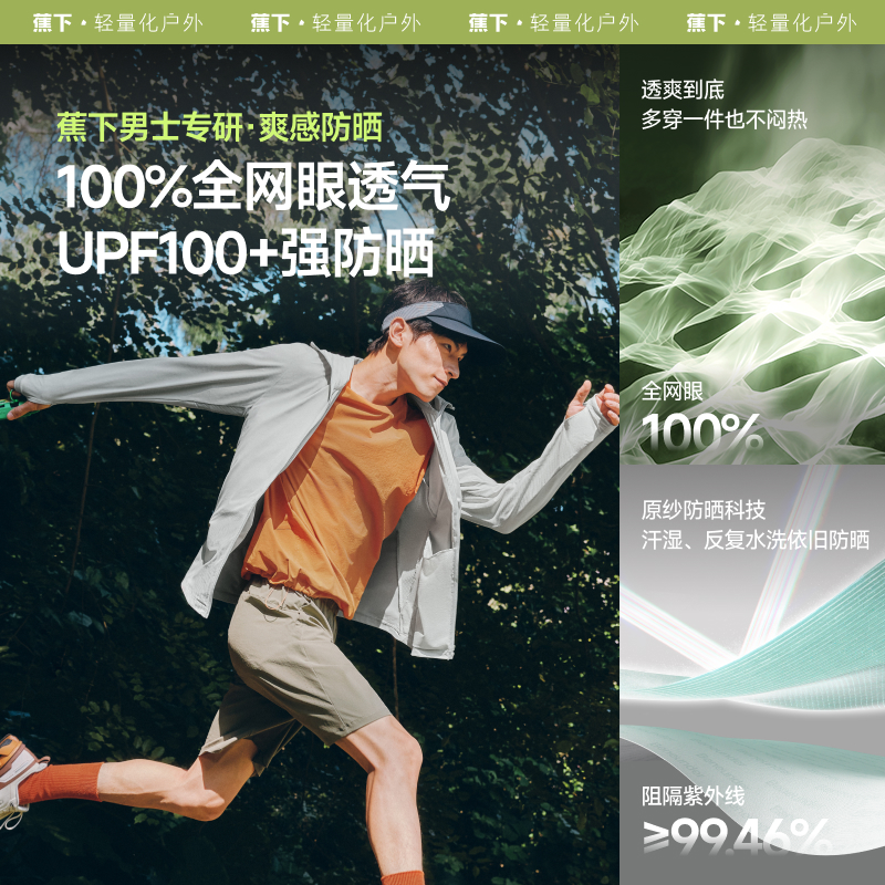 蕉下男士透气防晒服AS105防晒衣男凉感速干户外皮肤衣防晒外套夏 - 图0