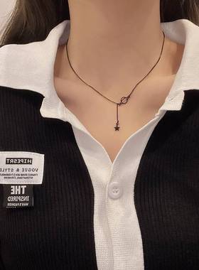 -Dark department niche design sense star and moon necklace f