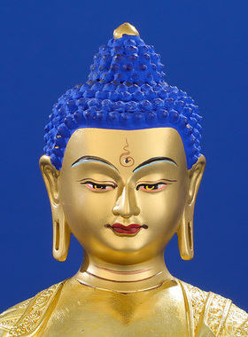 阿弥陀佛佛像摆件纯铜鎏金藏传密宗供奉佛台5寸7寸10寸三宝佛摆件