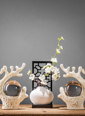 家居轻奢客厅装饰现代简约艺术品服装店水晶球电视柜小工艺品摆件