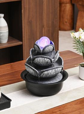 流水摆件循环水客厅风水轮喷泉招财办公室桌面茶台生财风水球装饰