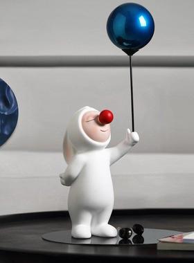 轻奢高档网红气球兔子电视柜两边桌面装饰品摆件客厅落地家居玄关