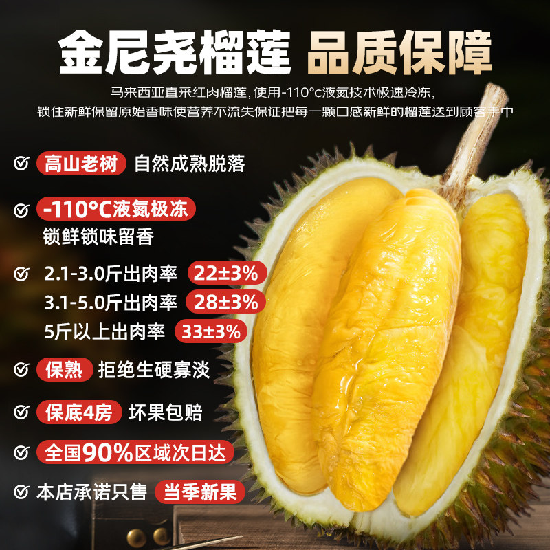 金尼尧红肉榴莲D101整果马来西亚进口液氮冷冻带壳当季水果包邮,淘宝优惠券,粉丝福利购,淘宝优惠卷
