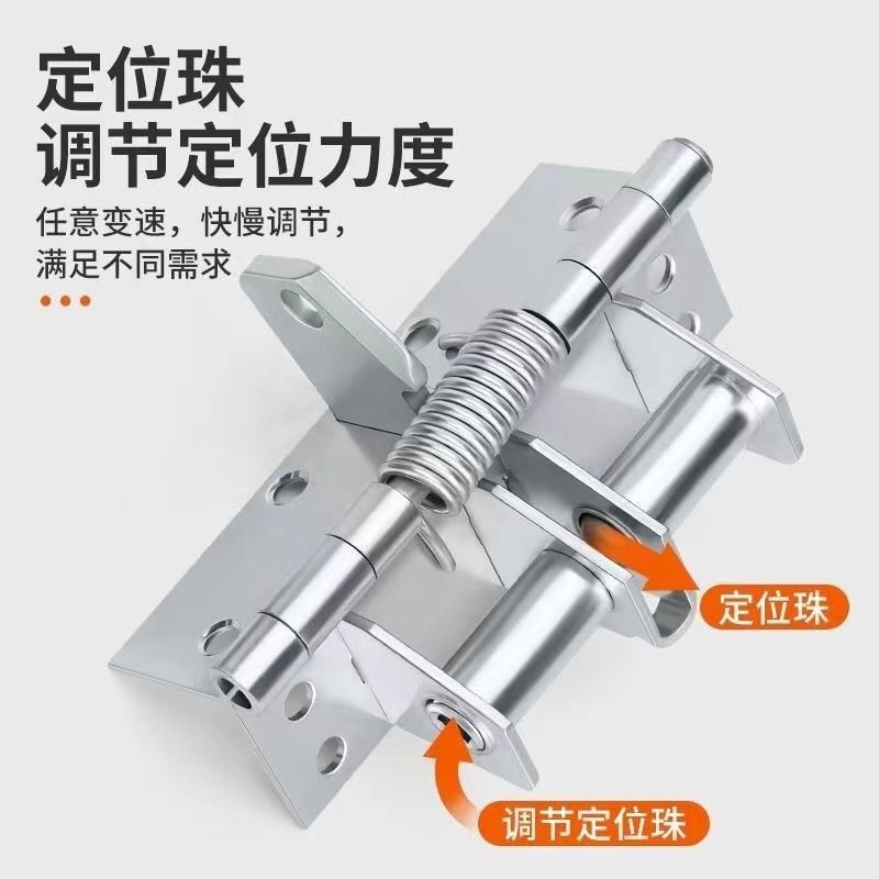 多功能闭门器自动关门合页4寸缓冲装置弹簧隐形铰链90度直角定位 - 图0