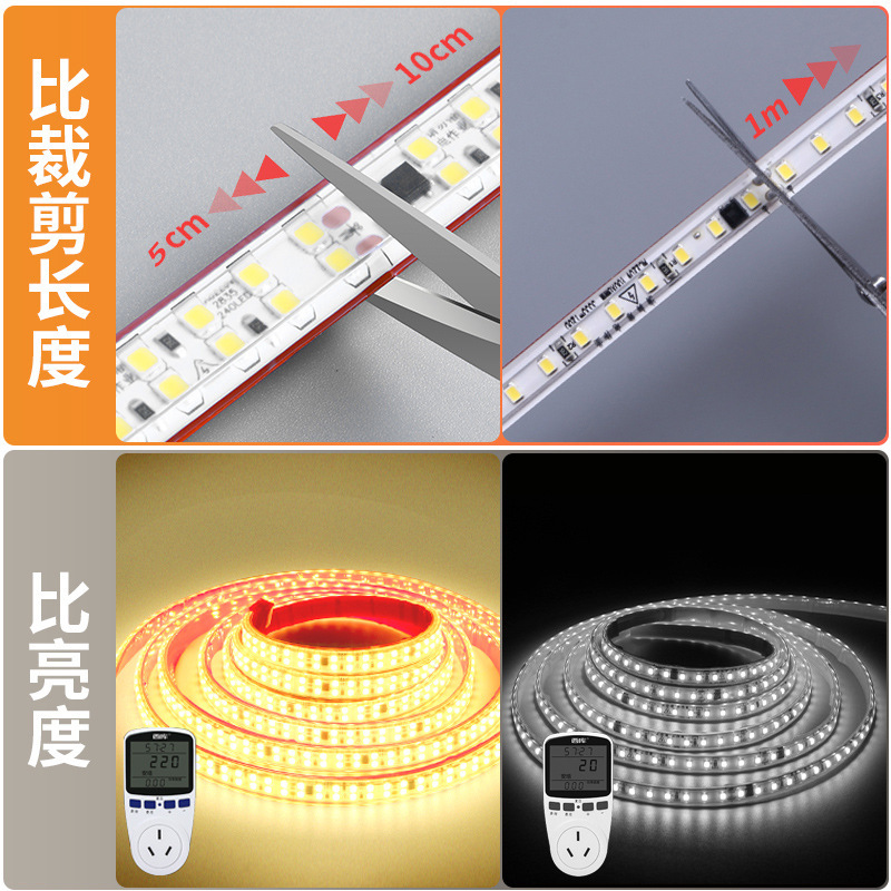 超亮220V高压灯具灯条户外展示柜子货架客厅装饰照明LED灯带100V - 图2
