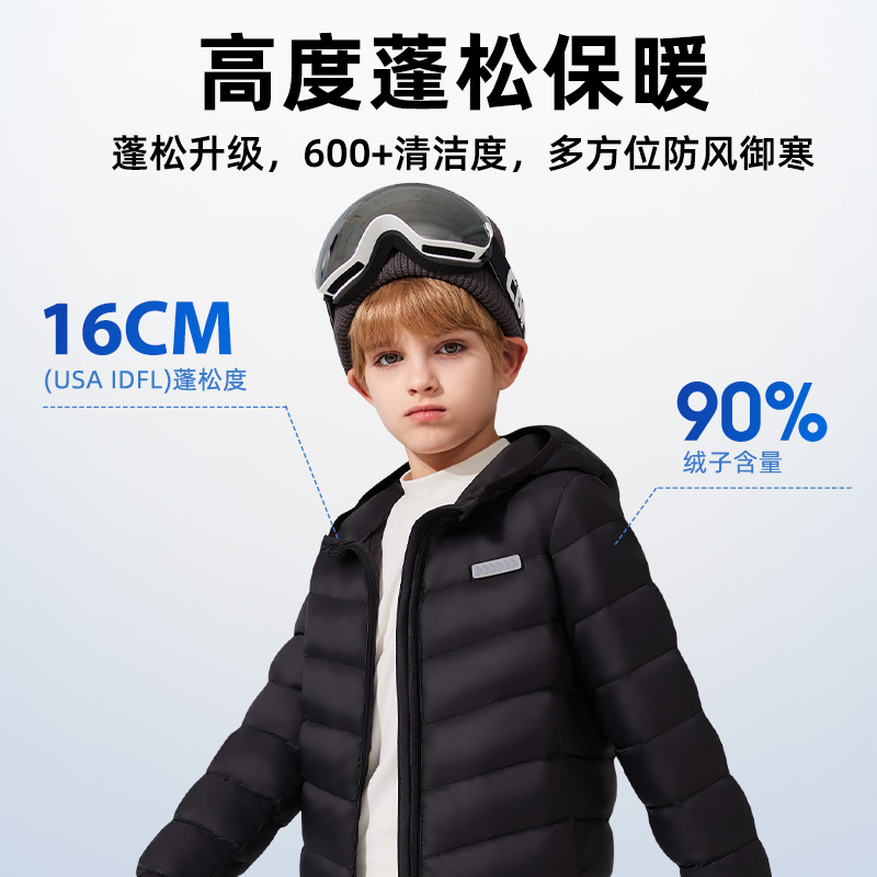 迪士尼童装轻薄羽绒服男童2024新款冬季三防男孩外套保暖儿童冬装