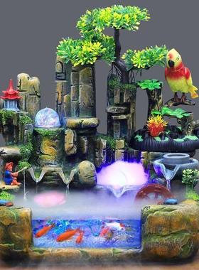 高山加湿山水假山流水喷泉风水轮生财摆件盆景鱼缸水景客厅循环水