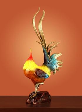 铜颜坊纯铜摆件金鸡报喜铜公鸡吉祥物十二生肖招财鸡乔迁新居礼品