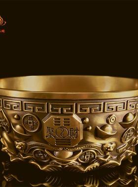 纯铜聚宝盆摆件沈万三同款实心聚财铜碗招财米缸家居装饰品存钱罐