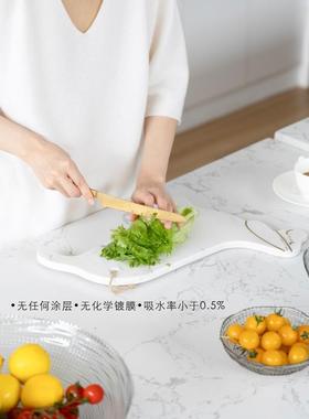 若奈家居 天然大理石切菜板食品级牛扒盘锅垫黄铜镶嵌艺术托盘板