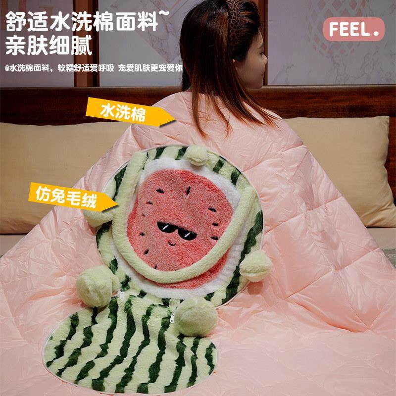 西瓜抱枕被子两用毯子二合一车载靠枕办公室汽车午睡枕头加厚折叠,淘宝优惠券,粉丝福利购,淘宝优惠卷