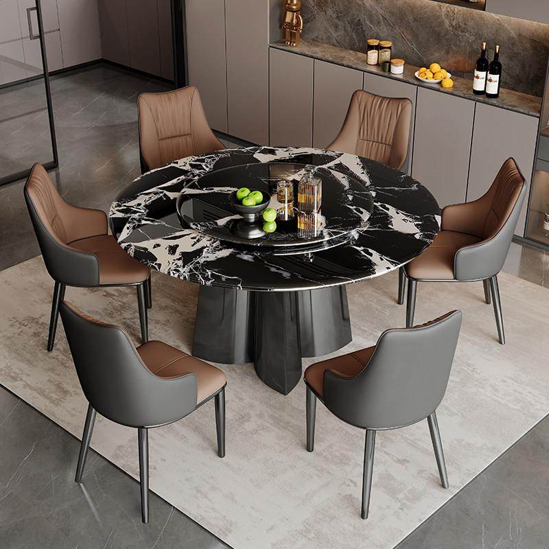 圆桌轻奢大理石餐桌椅家用现代简约超晶石小户型高端微晶石饭桌子,淘宝优惠券,粉丝福利购,淘宝优惠卷
