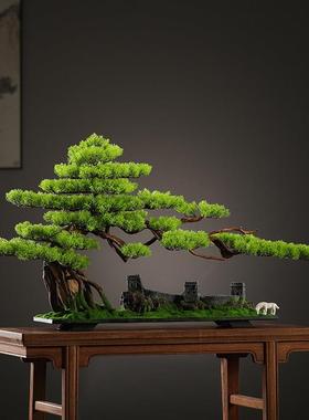 仿真迎客松植物盆景办公室摆件造景客厅玄关装饰品仿真树室内景观
