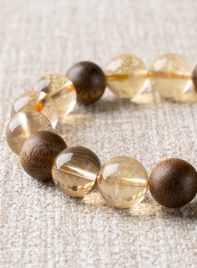 【招财定心】奇楠沉香黄水晶手串范李李聚财气稳心态创业守业手链