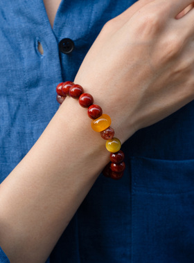 【职场开挂】南红胶花金虎眼手串范李李增胆聚财气场全开新年手链