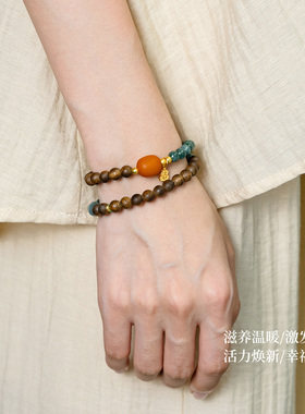 蜜蜡蓝水翡翠手链情侣七夕礼物