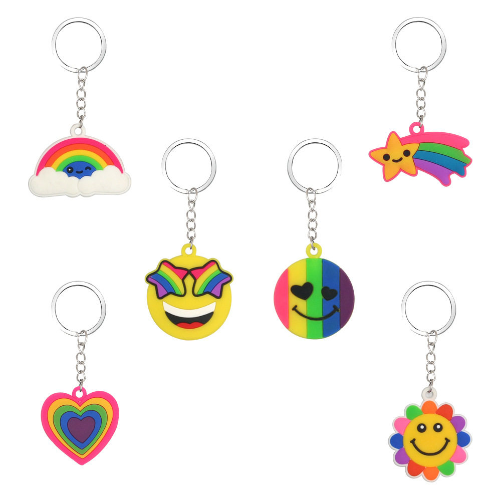 创意七色彩虹钥匙扣挂件情人节汽车包包钥匙圈挂饰小礼品