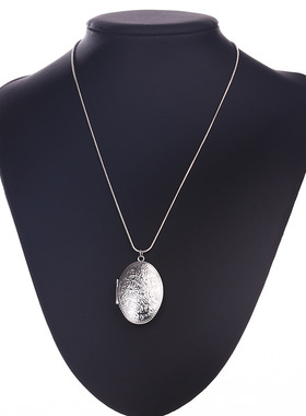 极速新款日韩雕花镂空圆形花纹项链 毛衣链 可打开 项个性配饰首