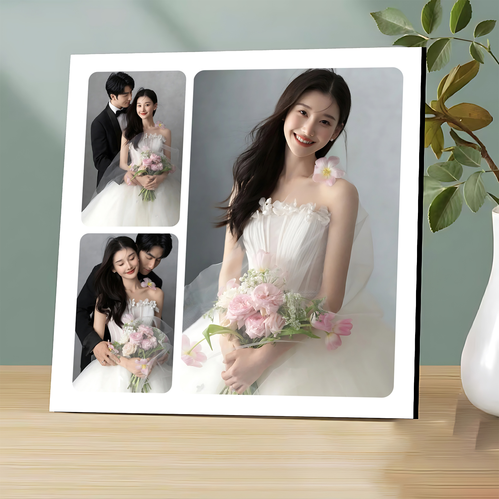 婚纱照相框摆台高级感照片定制结婚照全家福宝宝照创意多宫格桌摆 - 图3