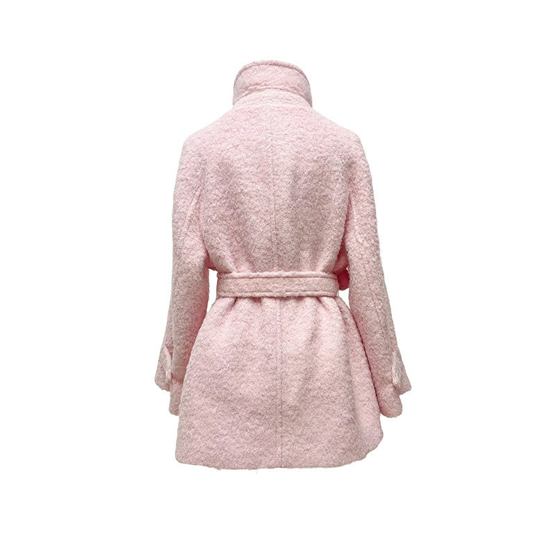 Yonge&Finch/扬芬缇26春季新品粉色肌理感束腰减龄修身羊毛大衣,淘宝优惠券,粉丝福利购,淘宝优惠卷