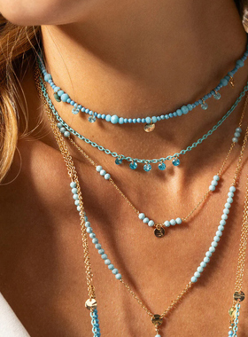 RuedesMille 多巴胺绿松石色项链女气质串珠锁骨链叠戴GR031M4TAU