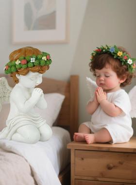 跨境现货祈祷天使小男孩圣婴古典人物雕像树脂摆件家居装饰品