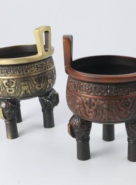 铜摆件仿古千秋克鼎家居店铺开业装饰宗庙老物件三足鼎金属工艺品