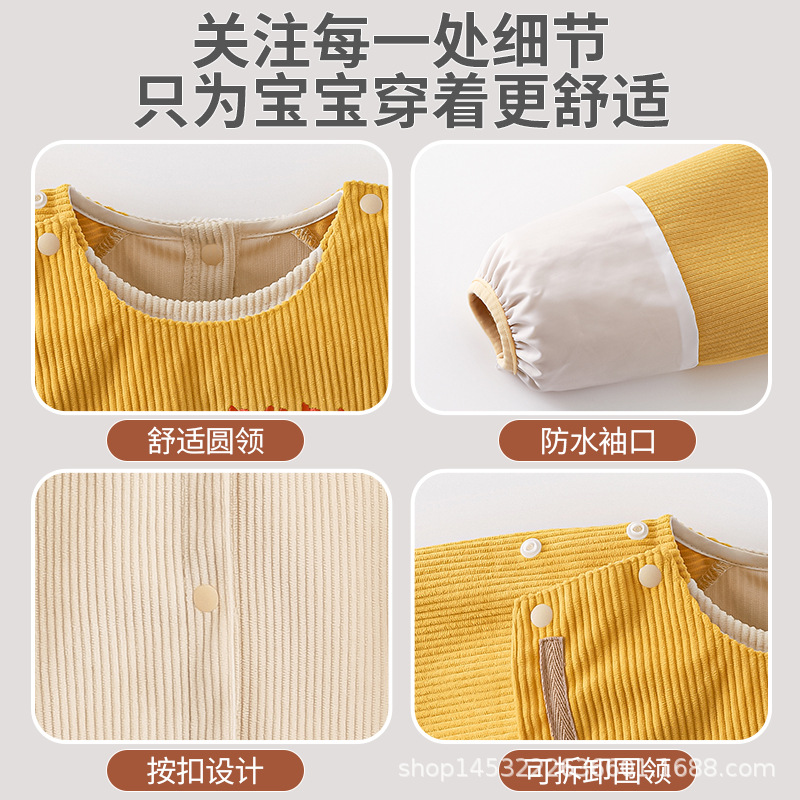 Axiheyue boys' long-sleeved waterproof smock infant baby eating bib boy outer wear anti-fouling protective clothing apron