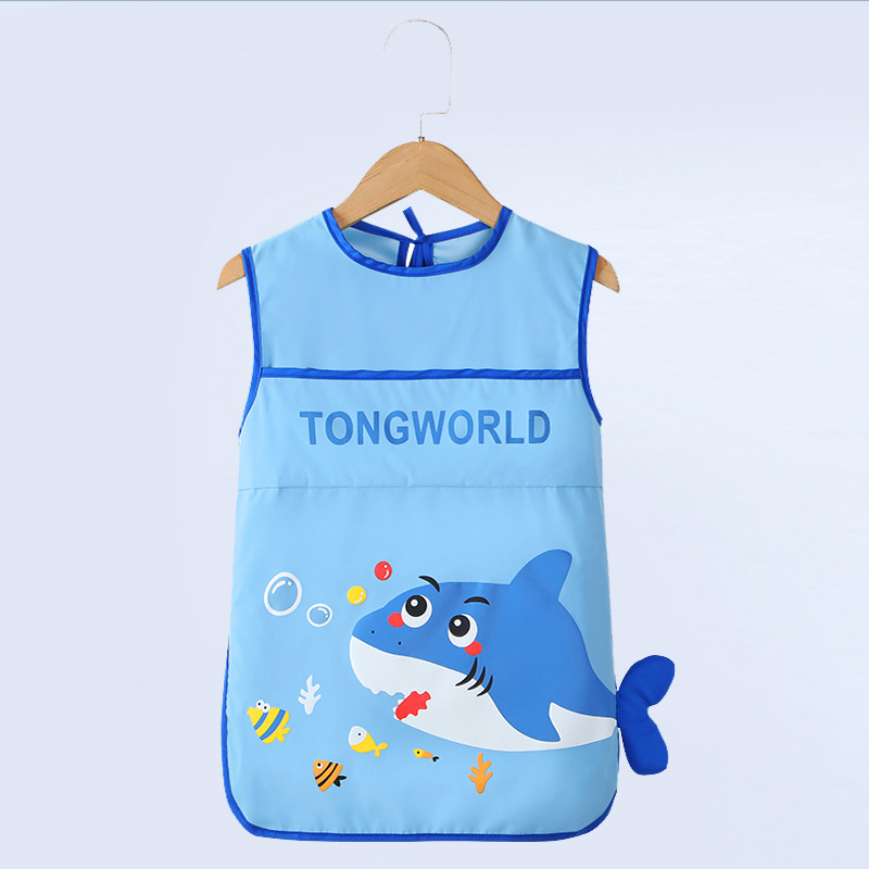 Children's smock spring and autumn waterproof and anti-dirty lengthened baby eating bib for boys and girls reverse wear baby apron