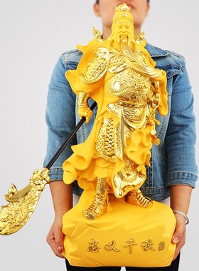 招财关公摆件财神爷佛像关羽关二爷神像武财神店铺家居供奉摆设品