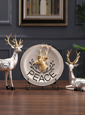 欧式客厅电视柜酒柜装饰品摆件家居创意结婚礼物美式鹿摆设招财鹿