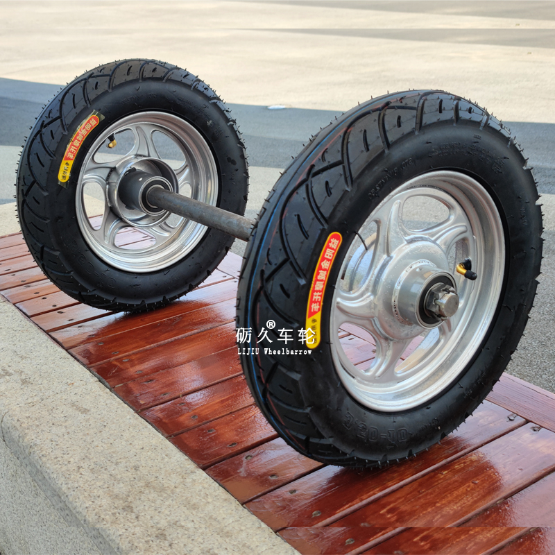 3.50-10真空胎建筑工地手推车轮胎加粗加长轴两轮连轴小推车轮子 - 图2