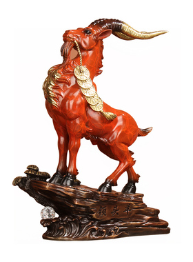 《领头羊》招财摆件大号纯铜生肖羊工艺品三羊开泰办公室风水摆设