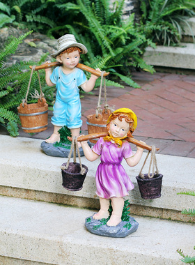 玻璃钢卡通人物雕塑户外幼儿园艺小品摆件园林景观花园装饰 庭院