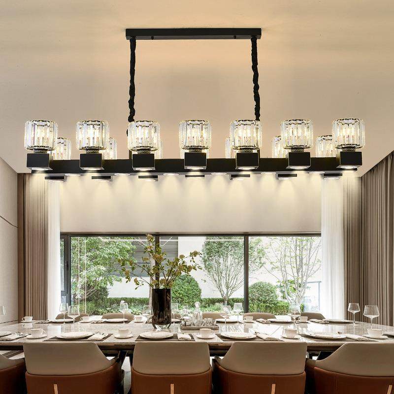 新中式长条吊灯餐饮餐厅灯具新款网红水晶创意轻奢简约中国风灯饰,淘宝优惠券,粉丝福利购,淘宝优惠卷
