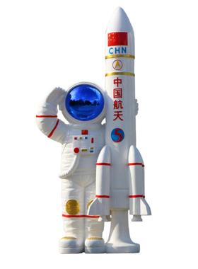 彷真宇航员太空人大摆件航天火箭模型雕塑美陈网红打卡发光装饰