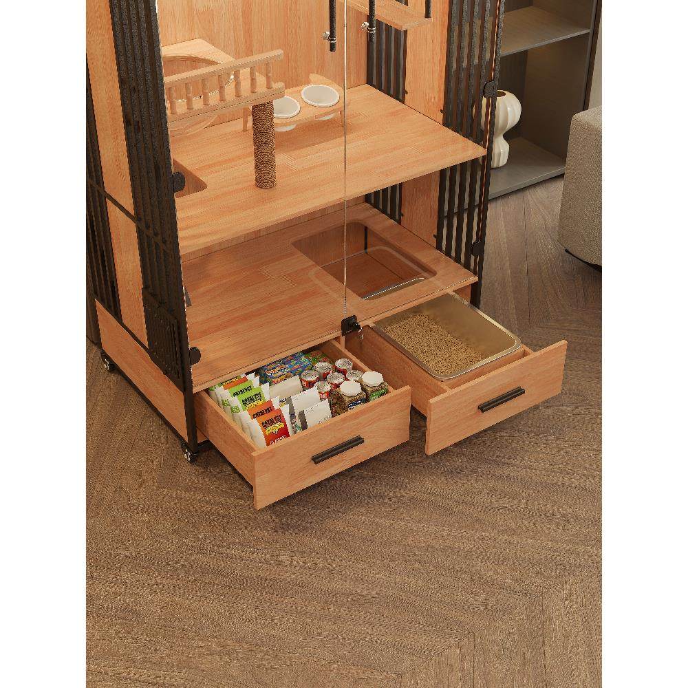 猫别墅实木猫笼子豪华家用室内猫窝猫屋带厕所一体不占地猫舍猫柜,淘宝优惠券,粉丝福利购,淘宝优惠卷