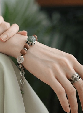 S08703佛头木质手链925银百搭