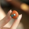 New s925 silver beeswax peony flower old ring handmade retro versatile ethnic style new Chinese style J13723