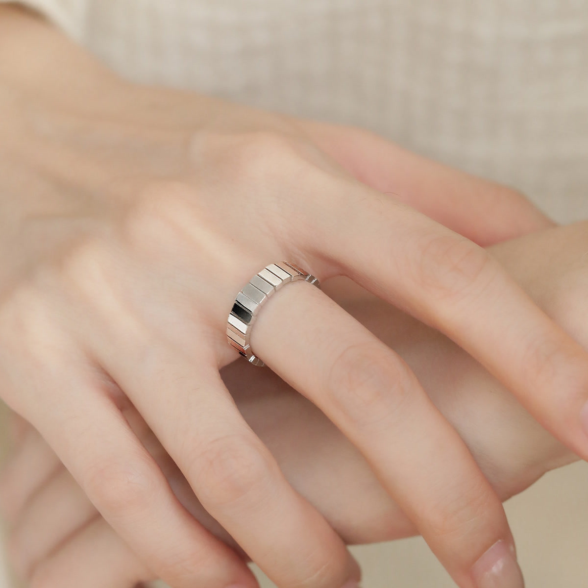 925 silver ring, simple, fashionable and versatile open ring, silver square cut women's ring J13508