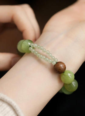 岫玉和田玉玉髓随型白水晶手串多样性玉手串新中式民族风 S13076