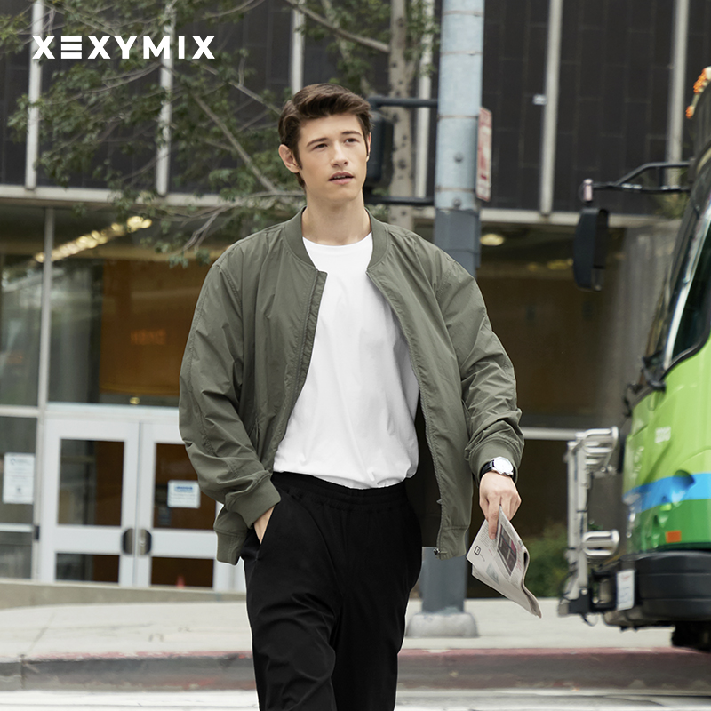 xexymix杰克茜男后领标梭织夹克外套经典休闲运动棒球XMK1JL1101 - 图0