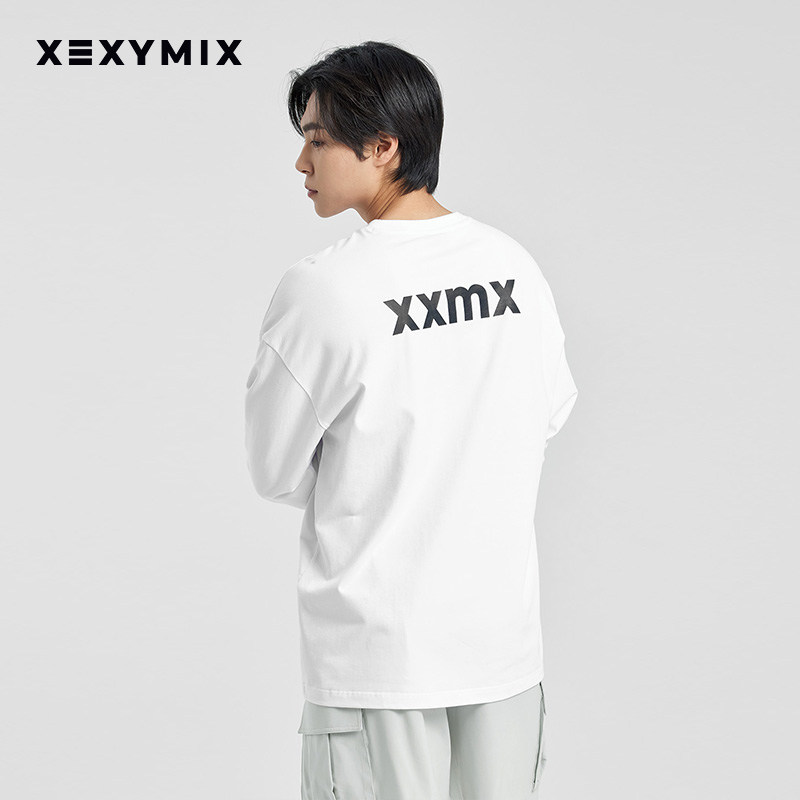 xexymix杰克茜男小印花基础款长袖T恤卫衣圆领春秋宽松XMMLT01J1,淘宝优惠券,粉丝福利购,淘宝优惠卷