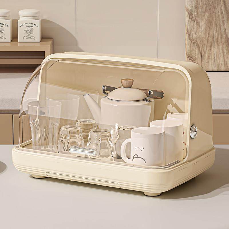 杯子收纳盒家用桌面防尘玻璃杯架客厅台面带盖托盘沥水茶具置物架,淘宝优惠券,粉丝福利购,淘宝优惠卷