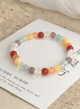 【你是哪块小糖豆】一味良方原创彩色猫眼石手串小众红玛瑙手链