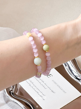 【双鱼座】原创气质猫眼石岫玉串珠手链女生闺蜜可爱小鱼手串