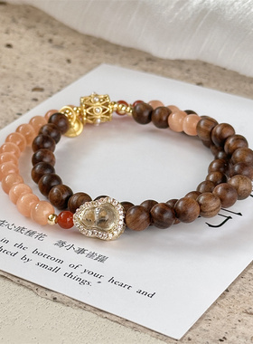 【千曜北舟】一味良方原创红玛瑙小众木质手串新年福禄串珠手链