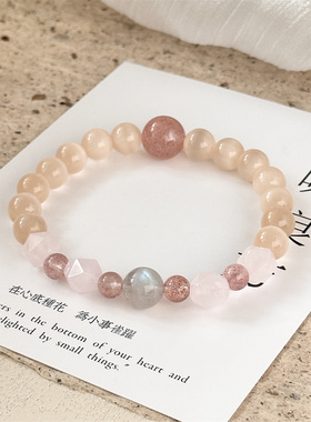 【月苒澄】一味良方原创小众猫眼石手链灰月光串珠女生手串