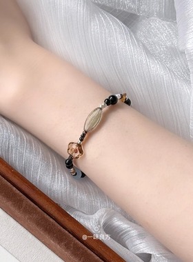 【小岛胶片】原创时尚饰品手工黑玛瑙捷克珠手链小众设计手串